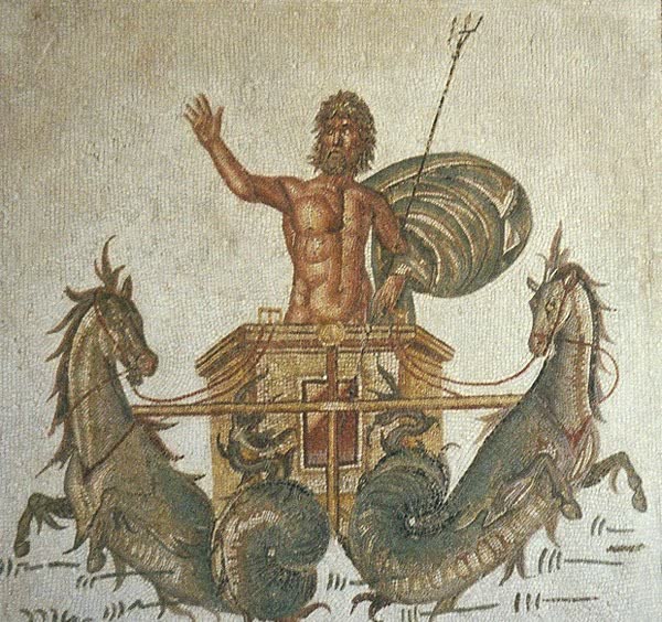 Carruagem de Poseidon, mosaico greco-romano, Museu Nacional do Bardo