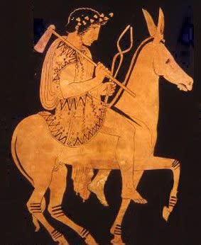 Hefesto montado em um burro, skyphos ateniense de figuras vermelhas C5 aC, Museu de Arte de Toledo